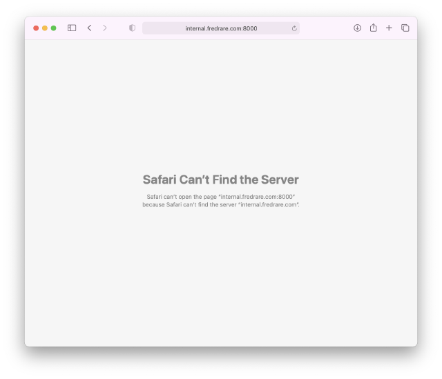 No se tiene acceso a internal.fredrare.com:8000