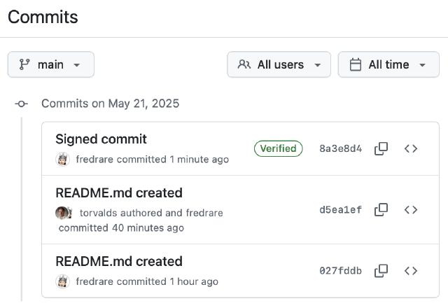 El commit está verificado