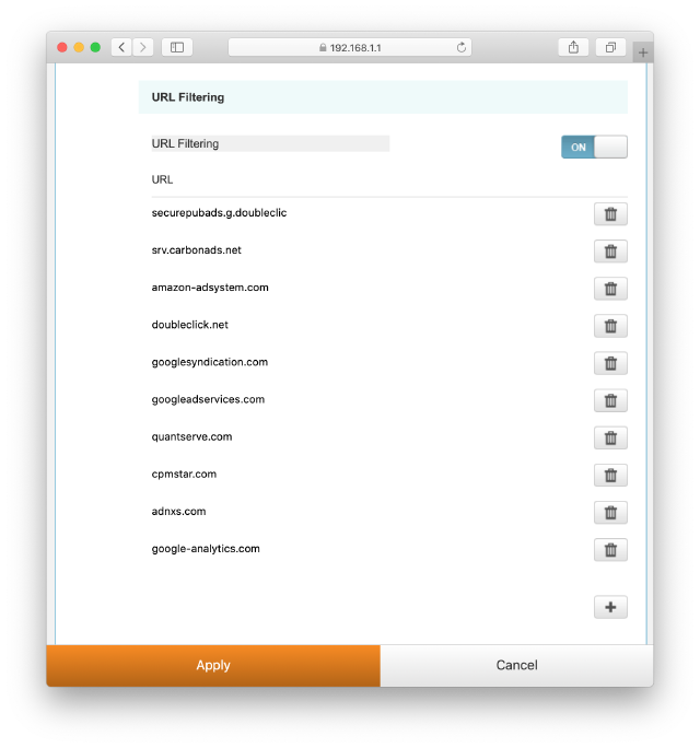 Lista de dominios bloqueados en mi router