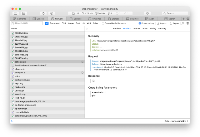 Búsqueda de dominios indeseados en el inspector del navegador
